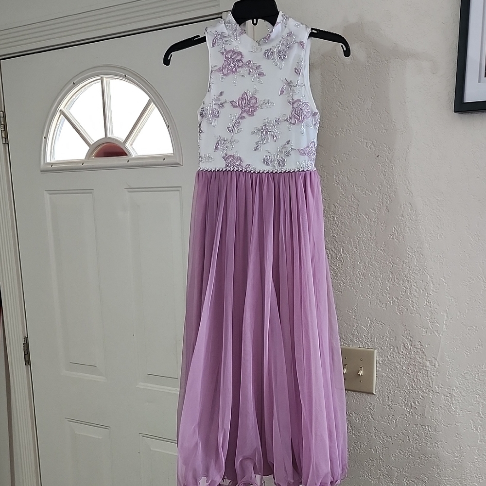 Speechless Big Girls Mock-Neck Tulle Maxi Dress - Size 8 - Foral Wedding Special